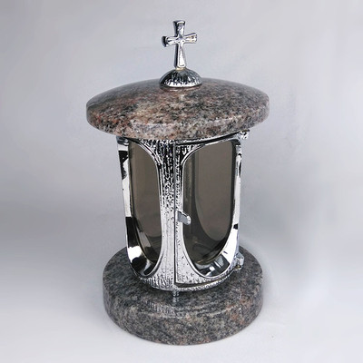 FISO Grab Laterne Mit Kreuz - Wetterfeste Grablicht Aus Kunststoff In Schwarz