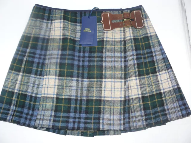 NEW Women's Polo Ralph Lauren Plaid Wool Miniskirt Side Buckle Choose 6-8 or 10