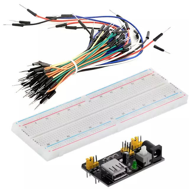 Netzteil Adapter MB102 + 830 Kontakte Breadboard + 65 Stücke Jumper Wire