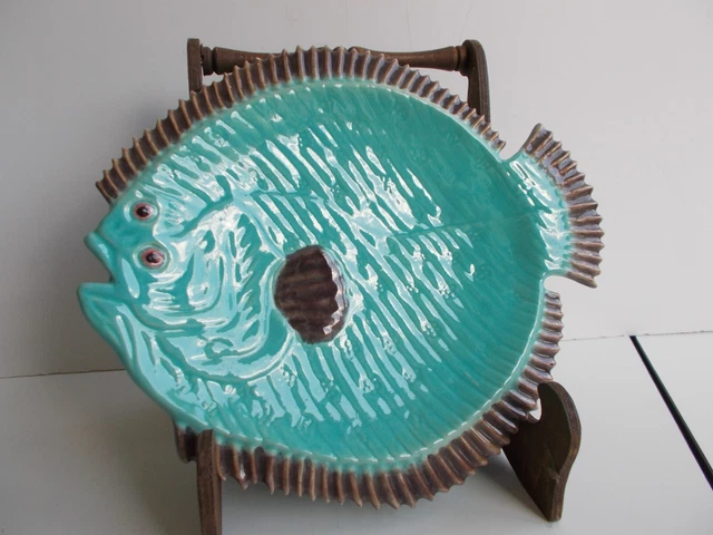 6 x 1920's BAVENT Made in France Majolica Plates Sole Fish very unique RARE 2
