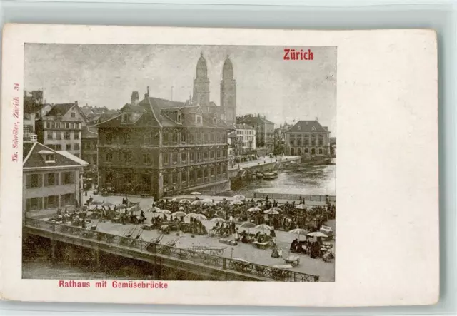 11059701 - Zuerich Rathaus mit Gemuesebruecke Marktszene Bruecke