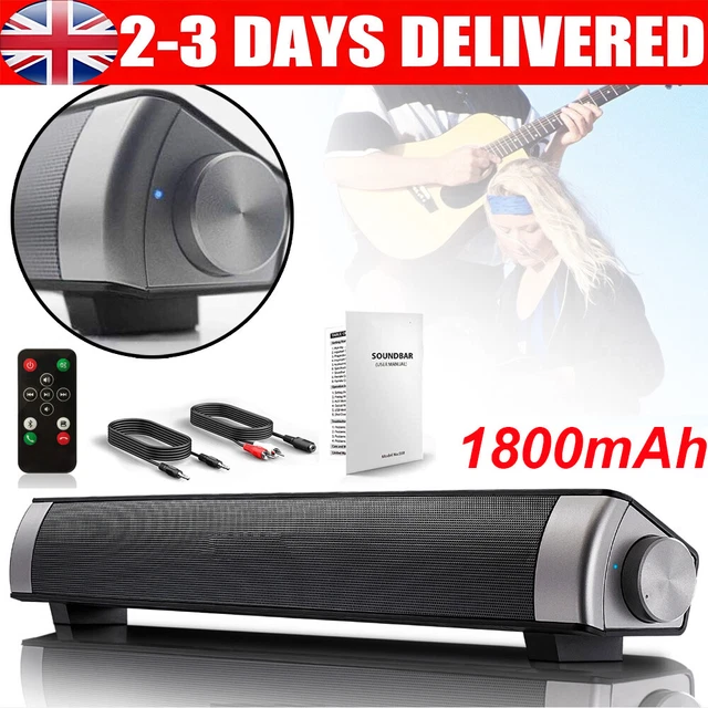 Soundbar Bluetooth Portatile 20W Con 4 Altoparlanti, Radio FM, Ingresso TF E Aux, Per TV PC E Smartphone