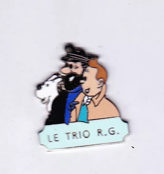 Pin's Tintin et Milou le trio RG bleu clair