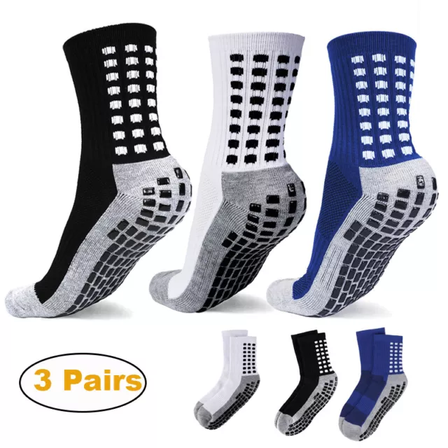 3Pair Anti Slip Non Skid Slipper Hospital Socks with grips for Adults Men Women