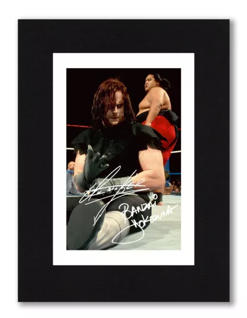 8X6 Mount UNDERTAKER & YOKOZUNA Signed PHOTO Print Ready To Frame WWE Wrestling