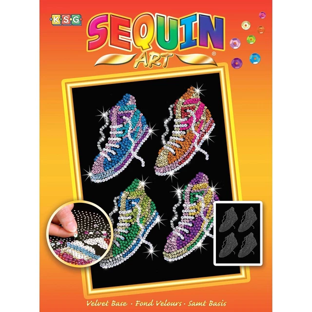 Sneaker Paillettenbild Sequin Art 28x37cm - Pailletten Steckbild Treter Schuhe