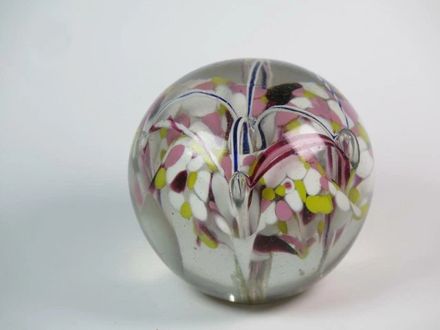 Llamativo Coleccionable Pisapapeles de Cristal Gotas Rosa Amarillo Blanco Morado