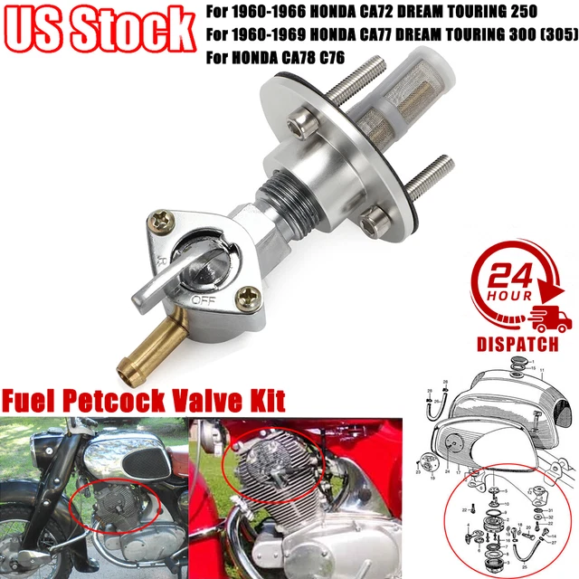 thumbnail image 2 of Honda Dream 305 250 CA77 CA78 Petcock Rebuild Kit – Aluminum Fuel Valve, 60-69 Benly 2 of 3