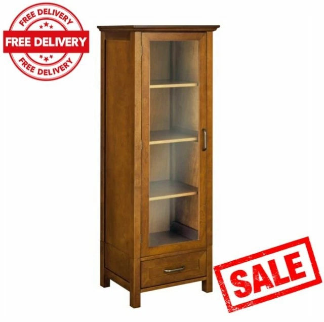 Easy To Assemble Avery Wooden Linen Cabinet, Oiled Oak NEW