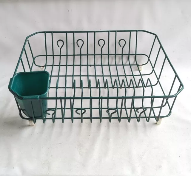 Vintage Rubbermaid Plastic Dish Drainer Drying Rack w/Sink Liner Jade Green