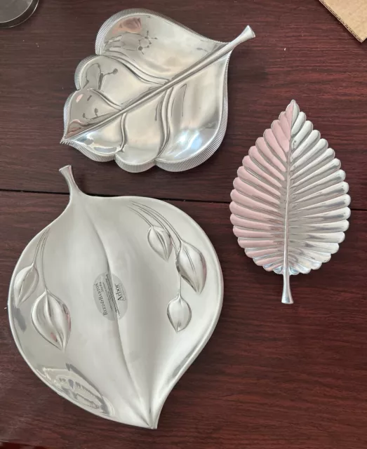 3 pc. Reed & Barton The Arbor Collection Platters Set Leaves Style Silver Tone
