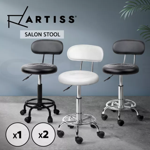 Artiss Salon Stool Swivel Chair Backrest Barber Hairdressing Hydraulic Lift PU