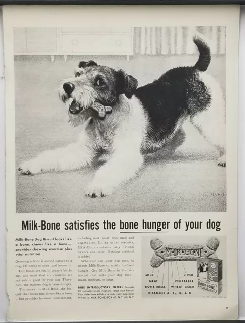 1959 Milk Bone Bisquits Dog With Bone In Mouth Vintage Print Ad