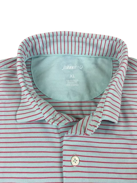JOHNNIE O POLO Red & Teal Striped Golf Shirt Size XL $17.99 - PicClick