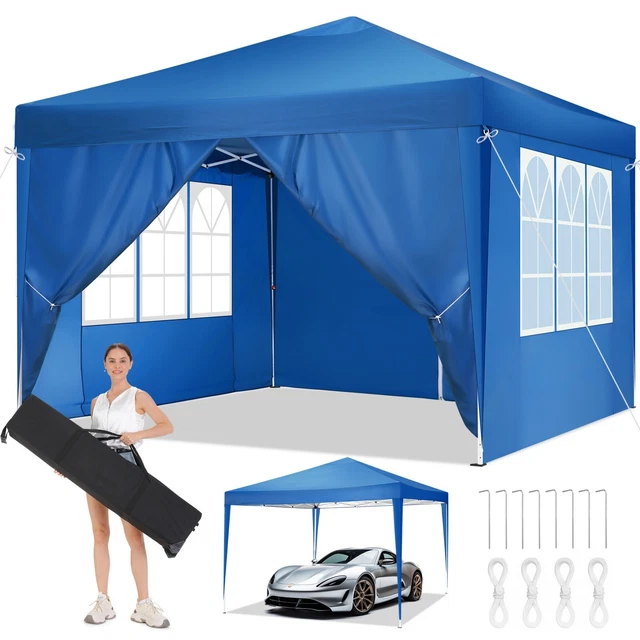 Pavillon 3x3m Wasserdicht Pop up Faltbar Gartenpavillon Partyzelt 4 Seitenteilen