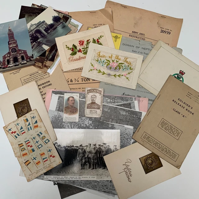 GROUP WW1 WW2 British Army Documents Postcards Photos Christmas Cards Group ww1 ww2 british army documents postcards photos christmas cards