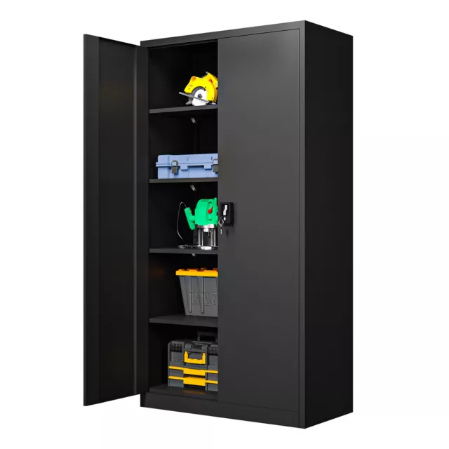 Heavy Duty Garage Cabinet with Lock Steel Cabinet with 4 Adjustable Shelves