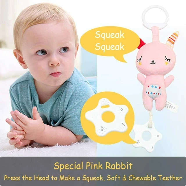Teether Sensory Toys Car Seat Toys Hanging Bell Toy Cute Secure Lovely Animals