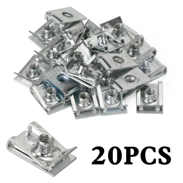 20pcs noix de vitesse écrous à pression zingué M6 6mm clip nuts moto universel