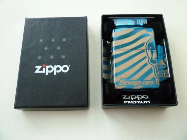 Zippo Lighter Snap On Tools Brand New Boxed Rare Skull Stripes Limited Edition