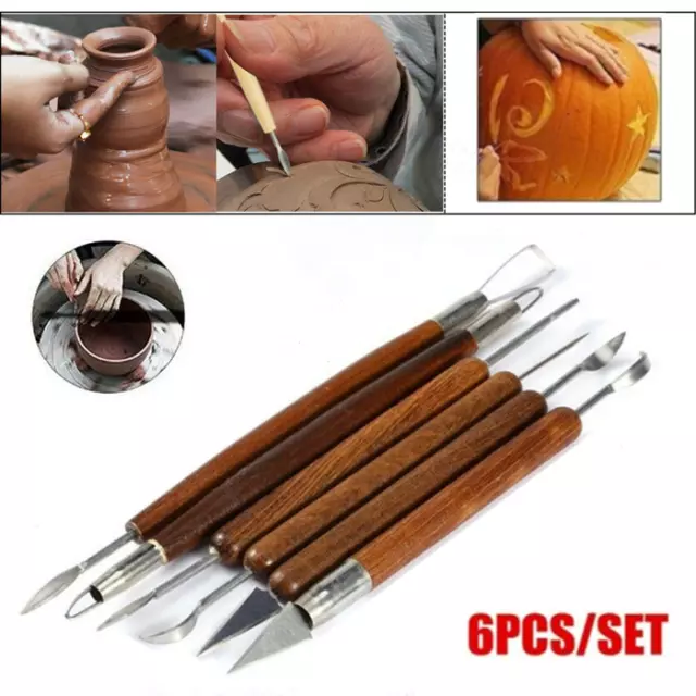 6pcs Clay Sculpting Set Wax Carving Pottery Tools Shapers Polymer Modeling UK