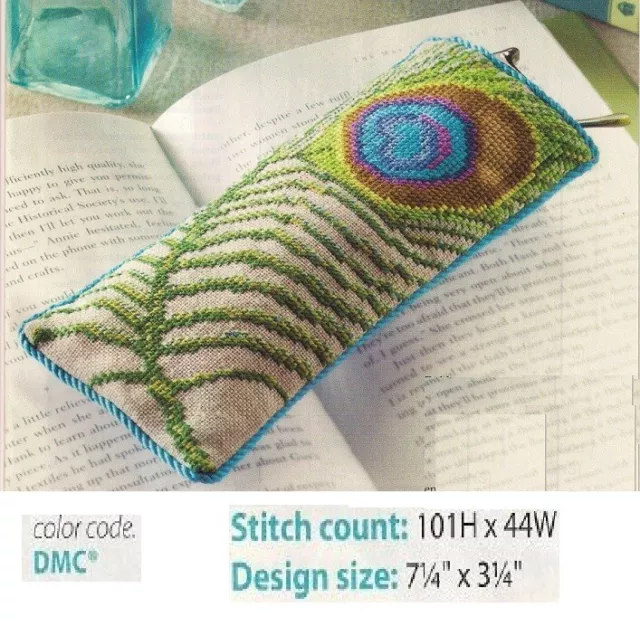 Peacock Feather Eyeglasses Case  Cross Stitch Pattern Only       Yd   Qep
