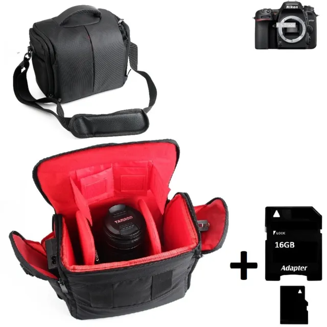 Pour Nikon D7500 sac housse épaule appareil photo antichoc rembourré+ 16GB Car
