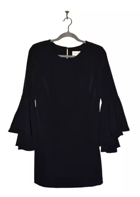 MILLY $495 Ruffle Bell Sleeve Shift Dress in Navy Size 6