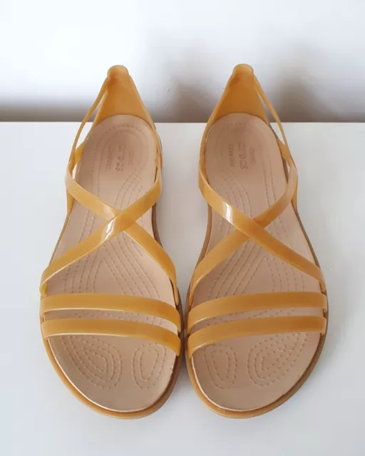 CROCS ISABELLA CUT ladies Gold Strappy Jelly Summer Sandals Uk