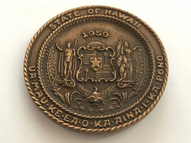 1959 Offiziell Hawaii Bronze Statehood Medaille Medallic Kunst Co.65mm