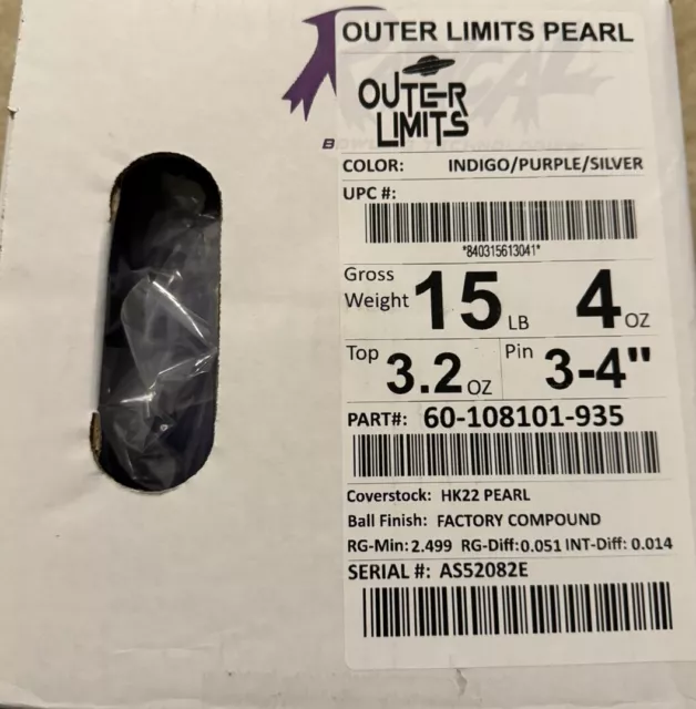15lb Radical OUTER LIMITS PEARL Bowling Ball NEW