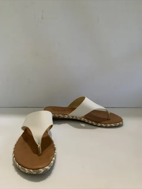 Splendid white Leather Upper sandals thongs 9.5 Made In Italy Tiny Spots