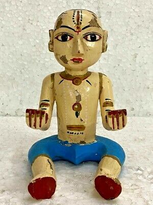 Old Vintage Painted Hand Carved Wooden Babla Child Kid Statue / Figure