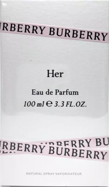 BURBERRY HER Eau De Parfum Spray FOR WOMEN 3.3 Oz / 100 ml BRAND NEW ITEM IN BOX