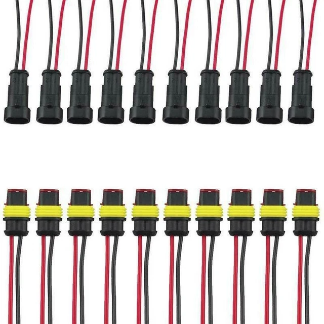 2 Pin Waterproof Electrical Cable Wire Connector Plug Car truck Motorcycle 10Kit