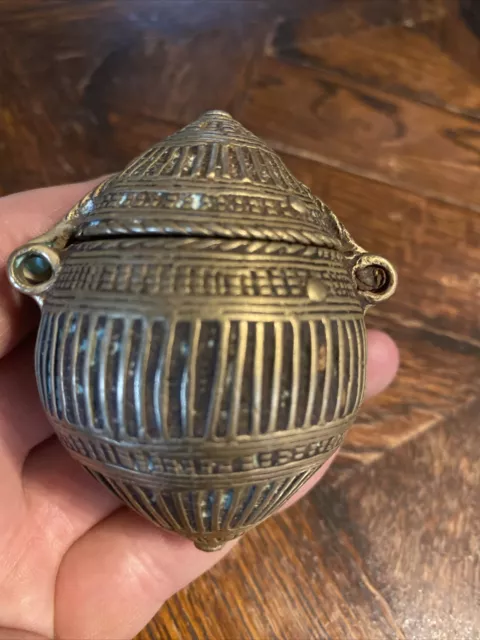 Antique Brass Coconut Shape Betel Nut Lime Paste CHUNA BOX