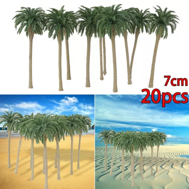 20-x Mini-Coconut Palm Toy Model Trees Layout Beach Diorama Scenery 1:150 Scale.