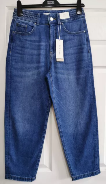 Ex M&S PER UNA High Rise MOM _ braided waistband detail-  Jeans _Various