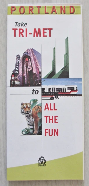 VINTAGE 2001 TRI-MET System Route Map Brochure Bus Light Rail Portland ...