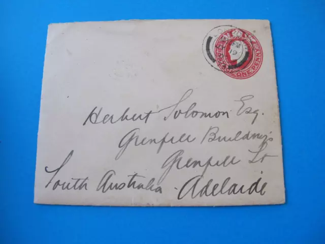 GB 1907 Postal Stationery Envelope to South Australia