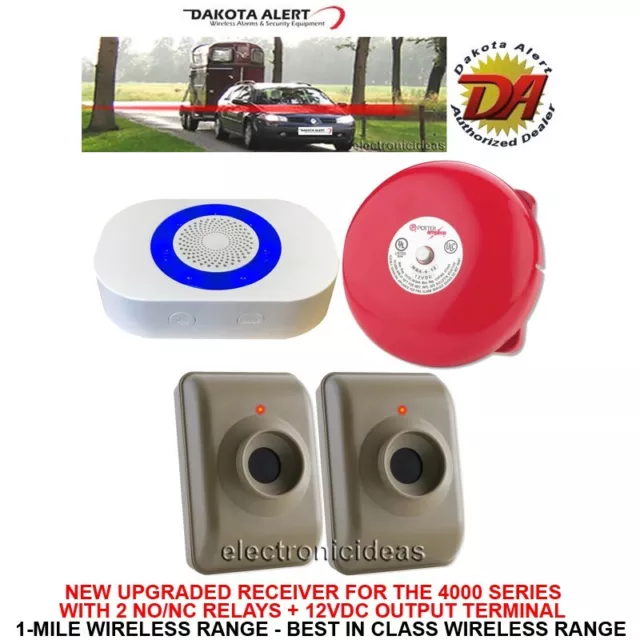 Dakota Alert Dcma-4K+ Wireless Alarm+Relays+12V Output 2 Sensors 1 Bell