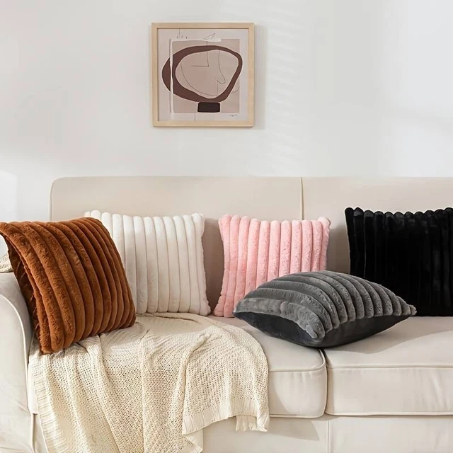 1pc Stripe Corduroy Pillow Case(18"x18") Creative Home Fabric Pillow Cushion Fo