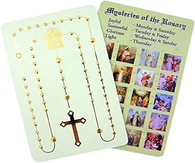 3 1/4" Set of 3 Pocket Rosary Card, Religious Gifts