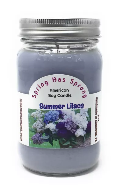 Summer Lilacs - Pure Soy Candle - Hand Poured In Mason Jar - SHIPS FREE