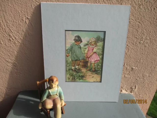 antique nursery illustration of "Jack and Jill" by Clara Burd 1918