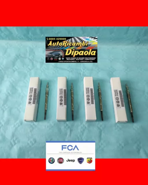 Kit 4 Candelette Originali Fiat Doblo Qubo Tipo 1.3 Multijet Euro 6 55238404