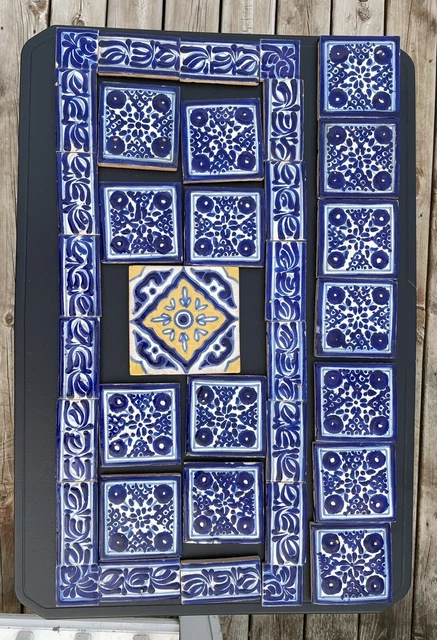 Antique 1940’s Terra Cotta Spanish Mexican Talavera Floral Tiles Set Of 36