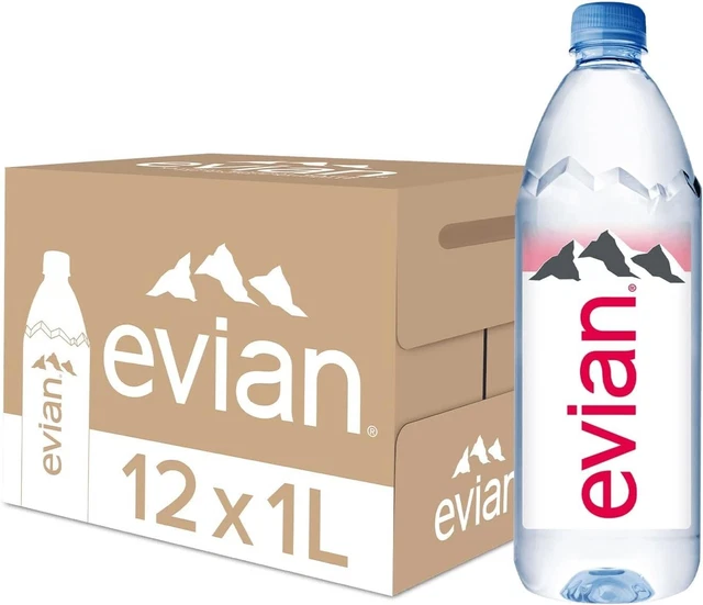 Evian Natural Mineral Water, 12 x 1L