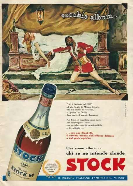 Anni '60 * Pubblicità Originale "Stock 84, Il Brandy Italiano Famoso nel Mondo,