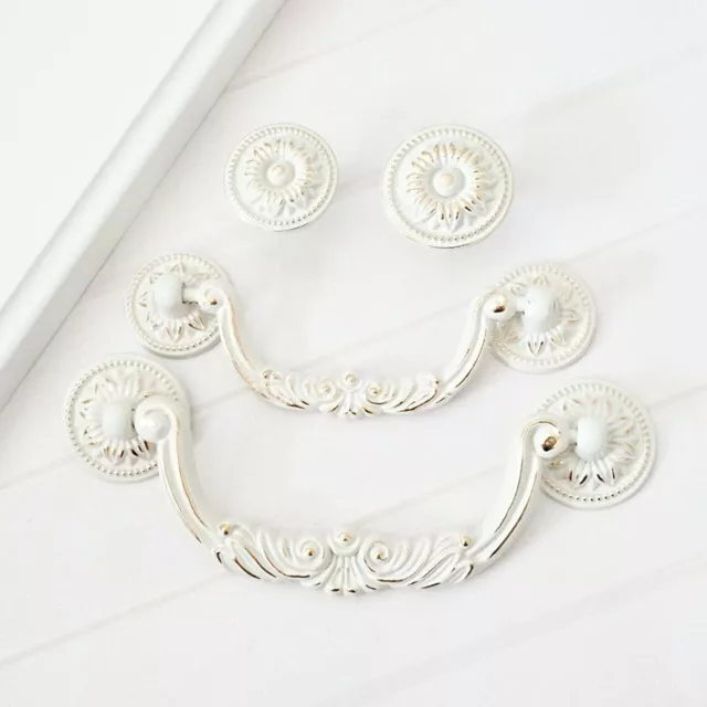 White Chic French style Drop Bail Pull Dresser Handle Drawer Knob Cabinet Handle